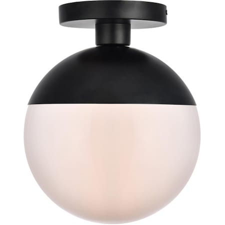 Cling Eclipse 1 Light Flush Mount Ceiling Light with Frosted White Glass; Black CL2957916